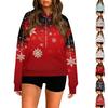 Women's Fashion Long Sleeve Hooded Christmas Printed Top Sweatshirt
