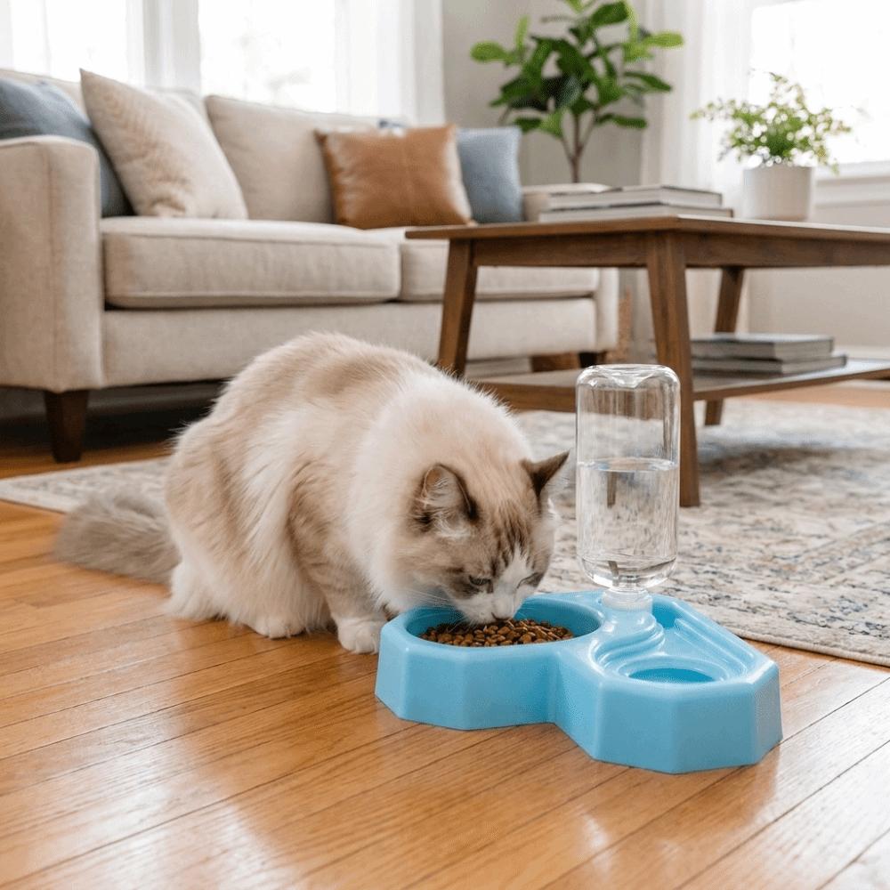 Removable Cat Food Container Non-slip Cat Water Bowl Pet Feeding Bowl Corner Pet Bowl Living Room