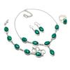 Malachite Oval Shape Gemstone Jewelry Set Unique Necklace Bracelet Ring Earrings