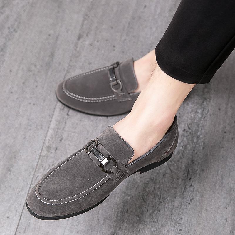 Shoes Autumn New Frosted Leather British Business Casual Leather Shoes Nightclub Hairstylist Lazy Doudou Shoes