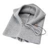 Rabbit Fur Knitted Balaclava Hat Women's Winter Integrated Neck Guard Hat Drawstring Warm Hooded Scarf European and American Cold Hat
