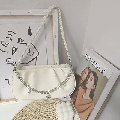 Cloud Underarm Bag Pleated Soft Leather Shoulder Bag Summer Small Fresh Women's Messenger Chain Woven Handbag Versatile