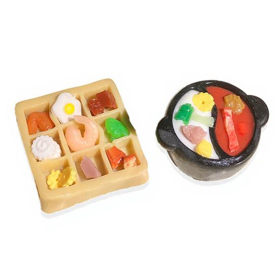 Игрушечный Мультиваarka-Хотпот с лотком для еды на 9 отделений Снятие стресса Двухвкусный Хотпот с аксессуарами из искусственной еды Настольная игрушка-антистресс Декор чёрный