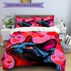 3pcs Cat Art Print Duvet Cover Set, Cover For Bedroom Guest Room (1 Duvet Cover + 2 Pillowcase, Without Quilt),  Yy250922121