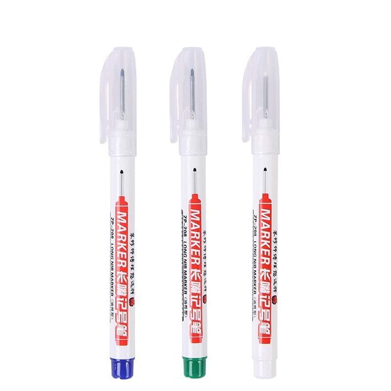 1/3Pcs White 20mm Deep Hole Long Nib Head Markers Pen Set for Metal Waterproof Bathroom Woodworking Decoration Multi-Purpose