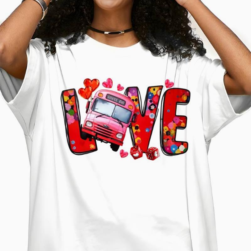 T-shirt da Donna alla Moda con Stampa 'Romantic Journey', Divertente e Casual, Girocollo a Maniche Corte, T-shirt Estiva da Donna