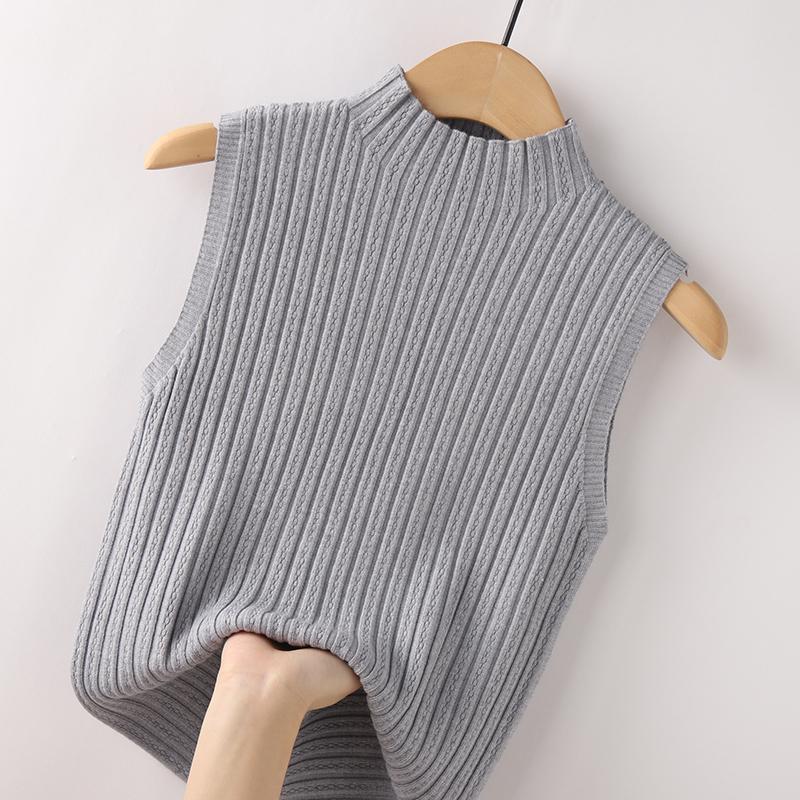 

Летний трикотаж без рукавов, джемпер с высоким воротом, футболка, женский однотонный повседневный жилет в рубчик, облегающий крой 3XL