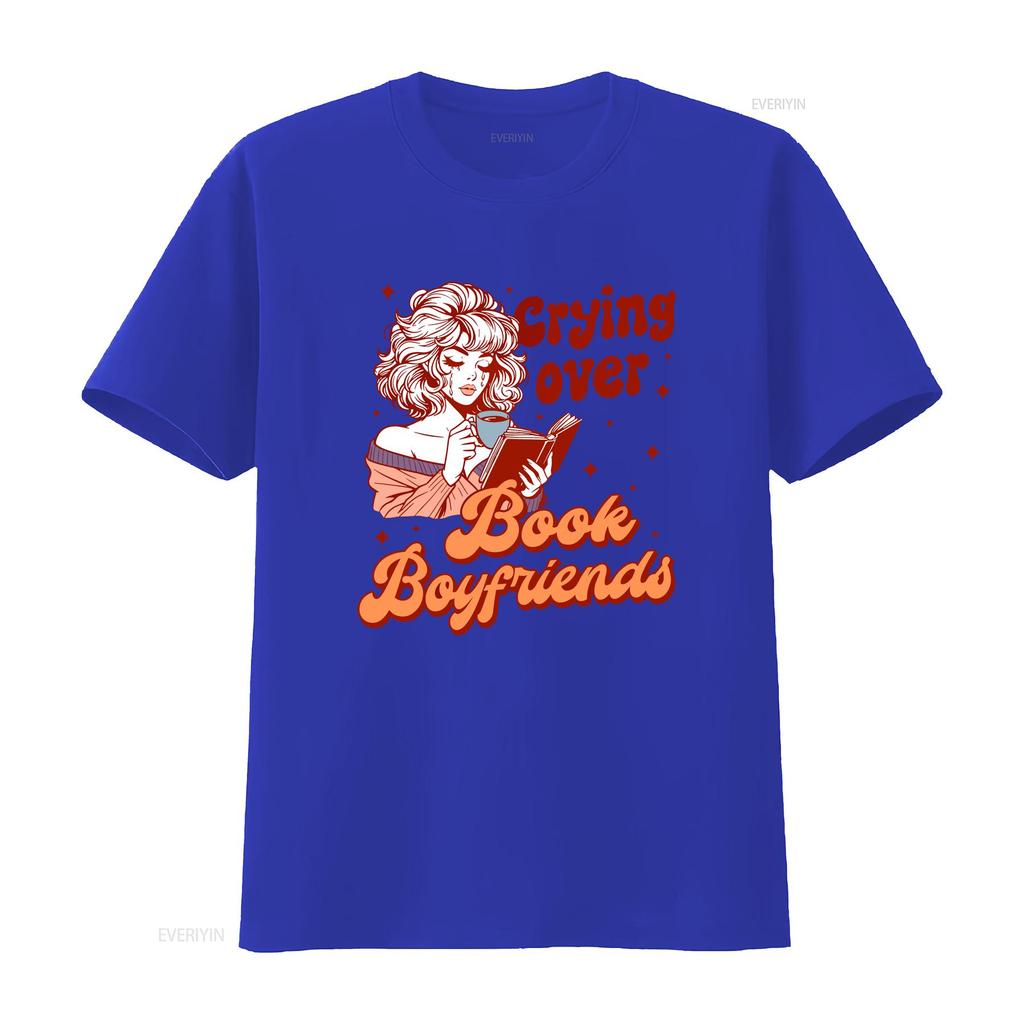 Reading Book Crying Over Boyfriends T Shirt Literary Bookish Lover Reader for Librarian vintage Washed Unisex graphic