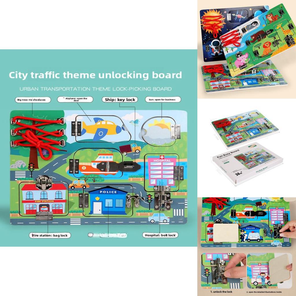 Lustiges Holzspielbrett mit Weltraumtier-Transportmotiven – ein Puzzlespielzeug für Kinder zur Förderung der frühen Entwicklung