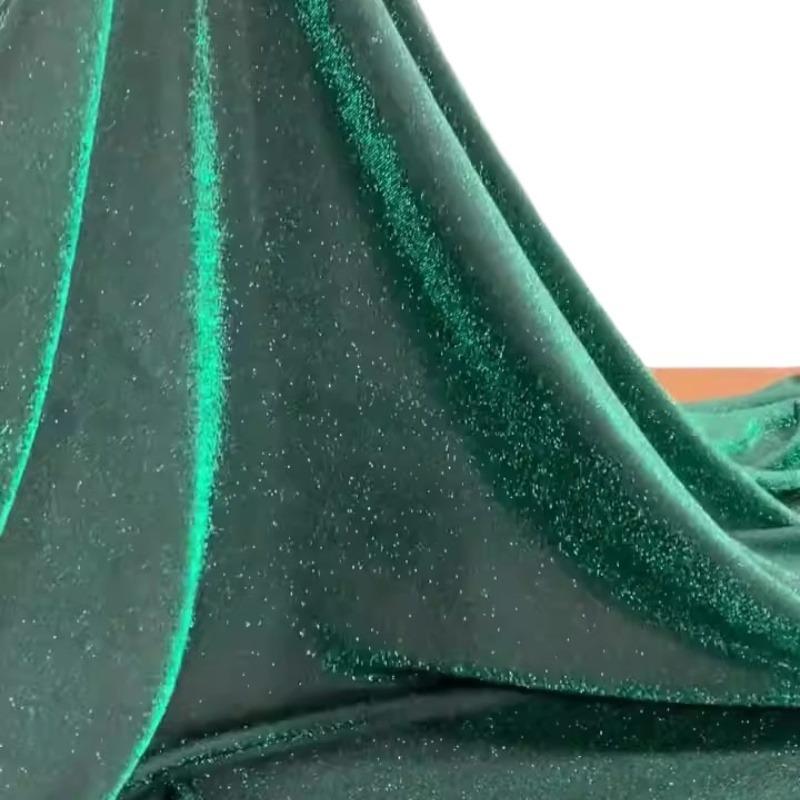 1meter Dark Green Color Bright Silk Fabric Peacock Green Color Star Sparkle Fabric for Halloween Christmas Decor