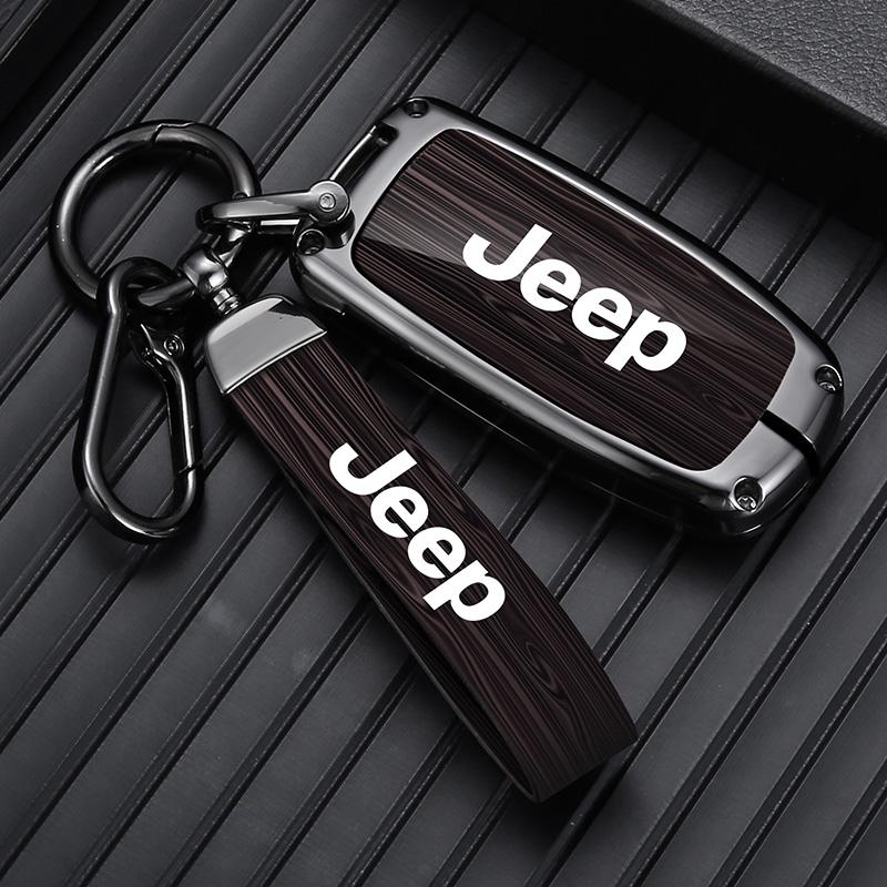 For Jeep Zinc Alloy Wood Grain Car Key Case For Jeep Grand Cherokee WK2 KL Wrangler Renegade JK Commander Compass 2018 2022 A