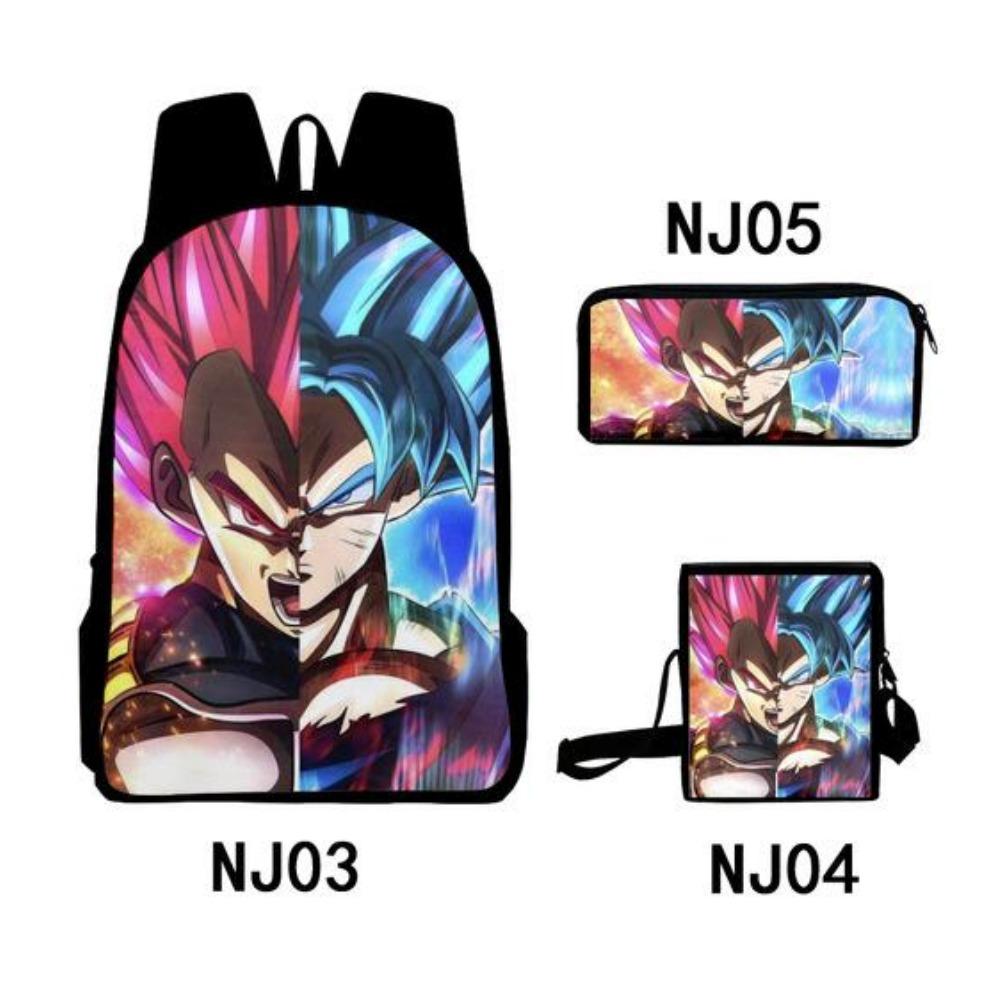 Dragon Ball Backpack Cross-border Trend Backpack Retro School Bag Dragon Ball Cartoon Three-piece Set