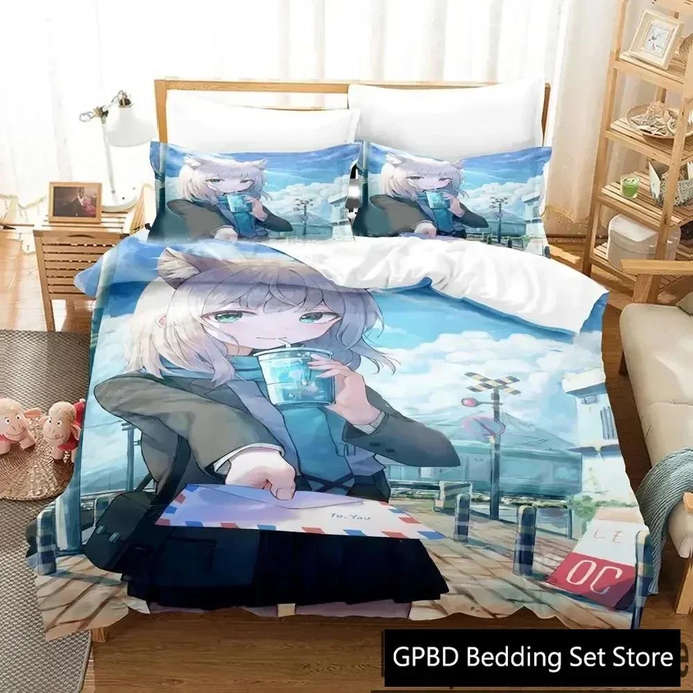 3D Print Anime Game Blue Archive Comfortable Duvet Quilt Cover Pillowcase Bedding Set Children Bedroom Decoration Home Textile