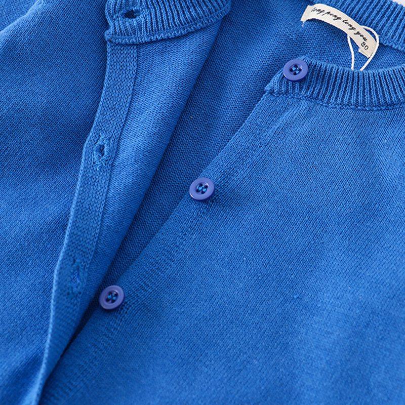 1-7 Yaş Çocuk Düğmeli Hırka Süveter Örgü İnce Mont