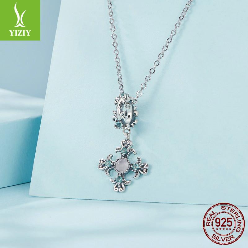 Vintage Iris Cross Diy Pendant, Classic Design S925 Sterling Silver Temperament Beaded Accessories