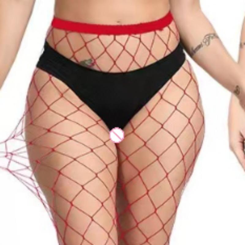 Erotic Pantyhose for Women Costumes Mid with Big Fishnet Stockings Plus Size Tights High Waist Hosiery