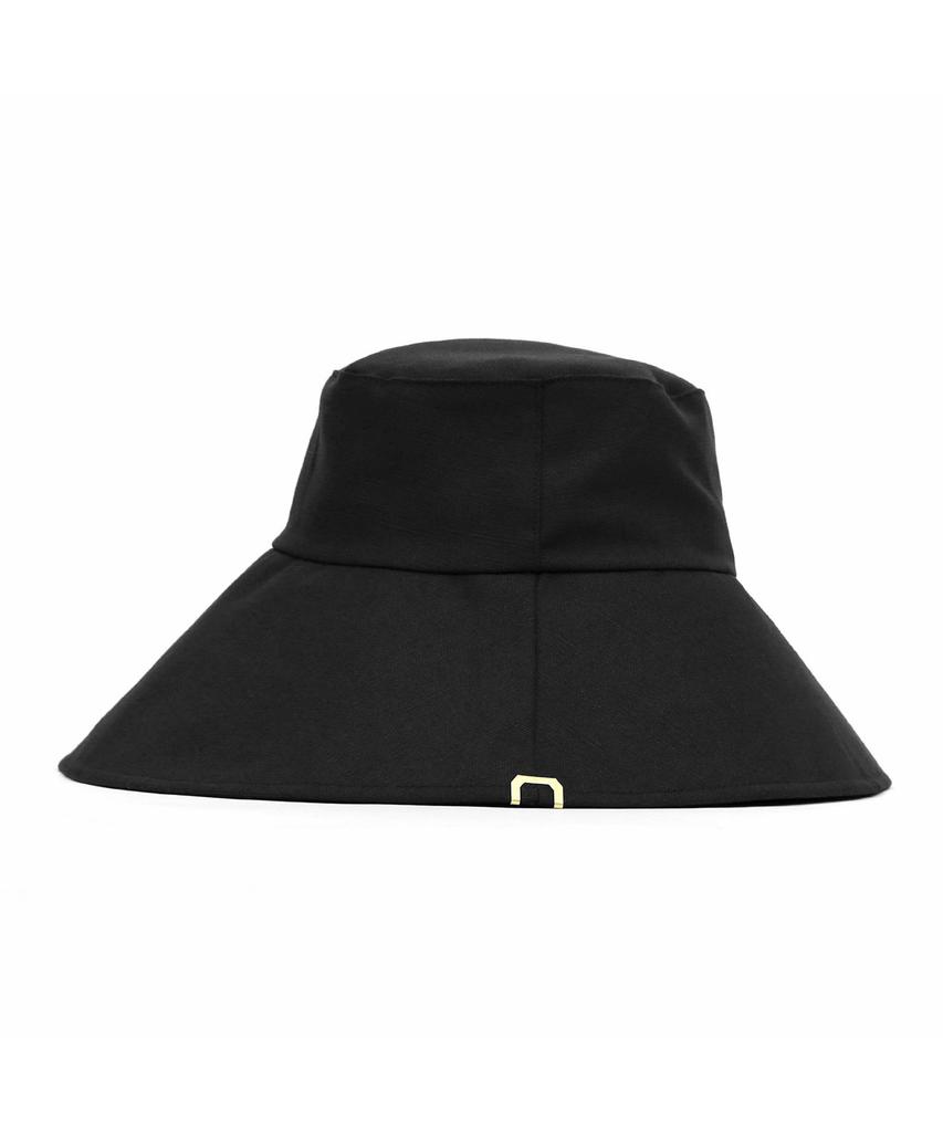 Eondeokeonteulolseutyudio Cotton Wide Bucket Hat Wide Bucket / Big Eye Linen / M Black