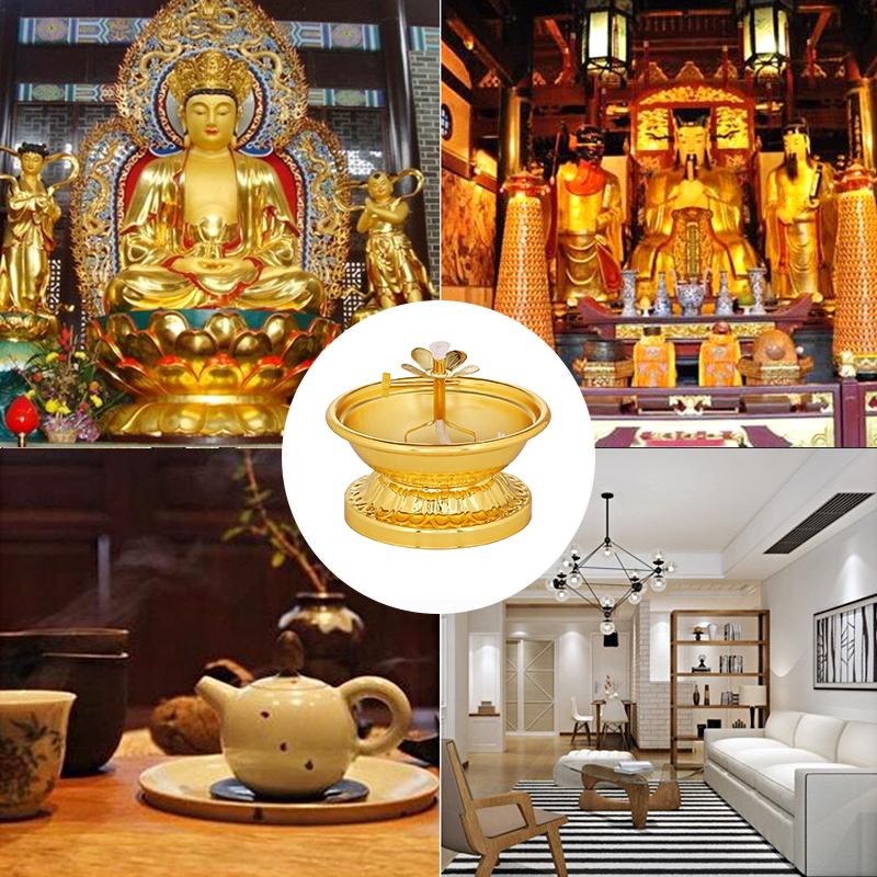 1PC Öllampe Ölschale Ornamente Buddhistische Lieferungen Vintage Golden Elegante Legierung hochbeinige Ghee Lampenfassung