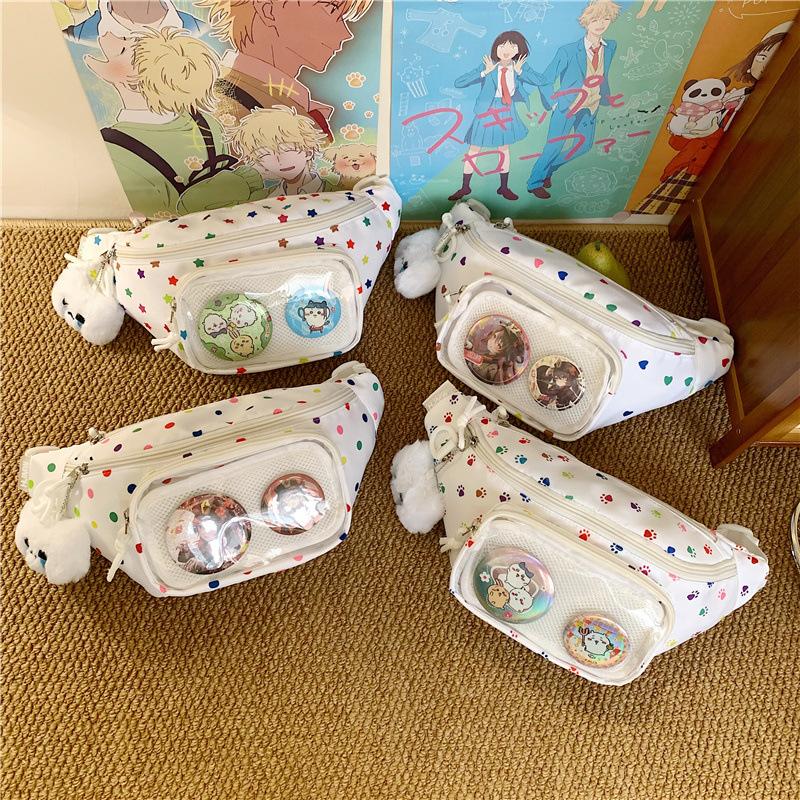 Women's Crossbody Bag Transparent Chest Bag Print Student Shoulder Bag