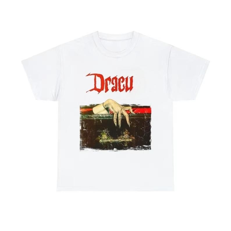 

2025 Autumn and Winter Fashion Horror Style Printed Short Sleeved Thick Pure Cotton Round Neck Comfortable Casual Style T-shirt S