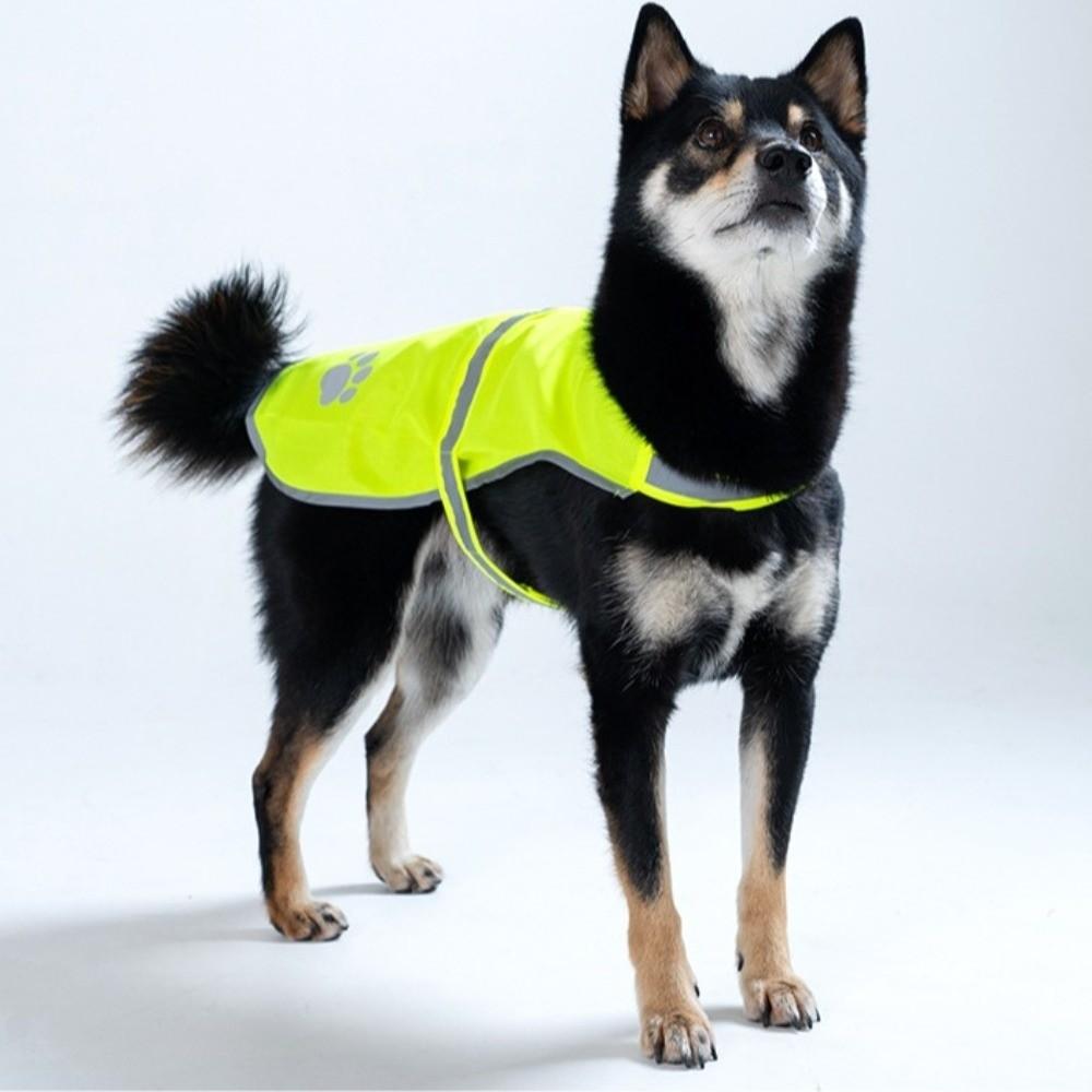 Reflective Dog Safety Vest Breathable Bright Orange Puppy Visibility Jacket Yellow Adjustable Pet Fluorescent Clothes Running