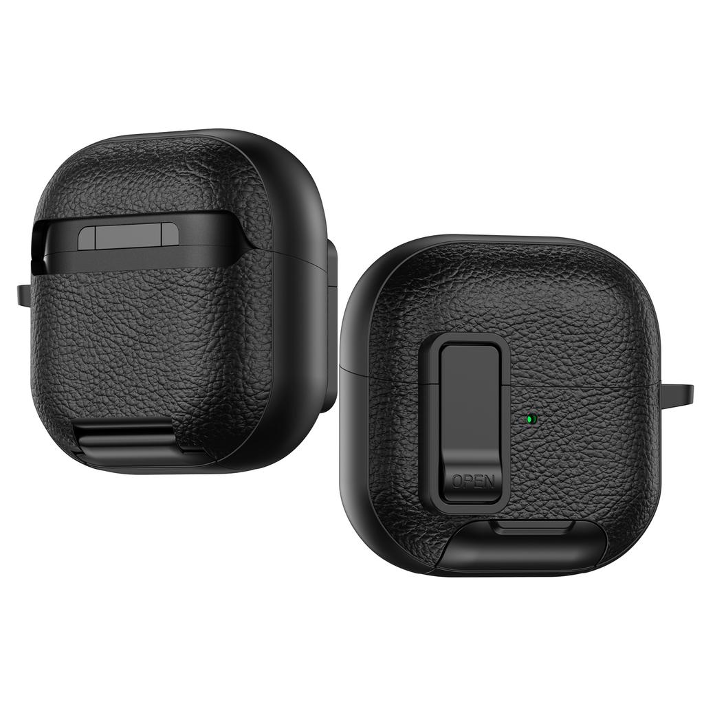 For Huawei FreeClip 2 Protective Case Leather Textured Lock Design Wireless Earbuds Cover with Phone Stand Function/Buckle