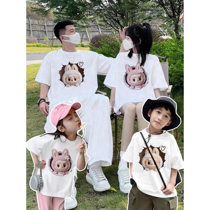 Kreslená grafika Dětské Dospělé Labubu Tištěné Tričko Léto Pánská a Dámská Móda Outdoor Dívka Tričko s Krátkým Rukávem Top Pulovr