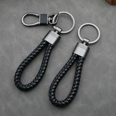 Braided Leather Keychain with Zinc Alloy Buckle - Car Key Pendant