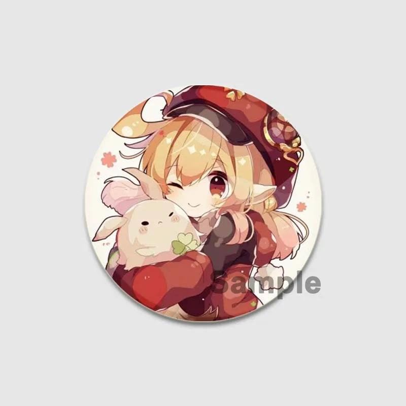 32/44/58mm Klee Pin Round Cartoon Funny Snap-in Brooche for Backpack Cothes Accessorie Anime Genshin Impact Collection Badge Hat Decoration