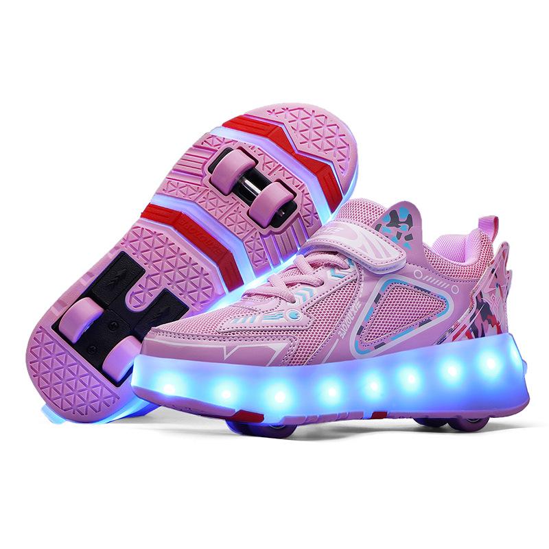 Kids' Mesh Running Shoes & Multi-Wheeled Roller Skates for Boys & Girls