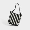 Damen Tote Bag Gestreift WEICHES Leder Lässig Modisch Einfach Umhängetasche Große Kapazität Handtaschen und Geldbörsen Damen Eimer Taschen