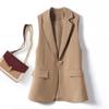 Damen Revers Ärmellose Blazer Weste Ein-Knopf Taschendesign Normale Passform Pendler Weste Frühling Oberbekleidung