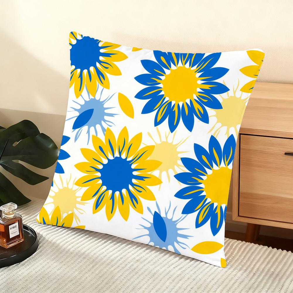 Sunflower Pattern Cushion Cover Soft Short Plush Pillow Cover Smooth Cozy Texture Aesthetic Cushion Case Home Decor