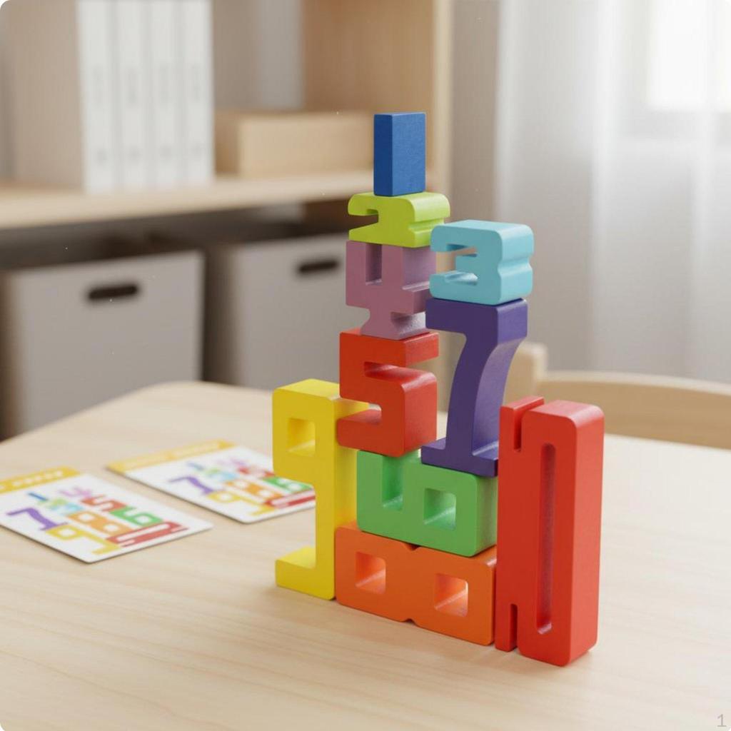 Holz Zahlen Stapelblöcke Lernen durch Spielen Buntes Puzzle Frühe