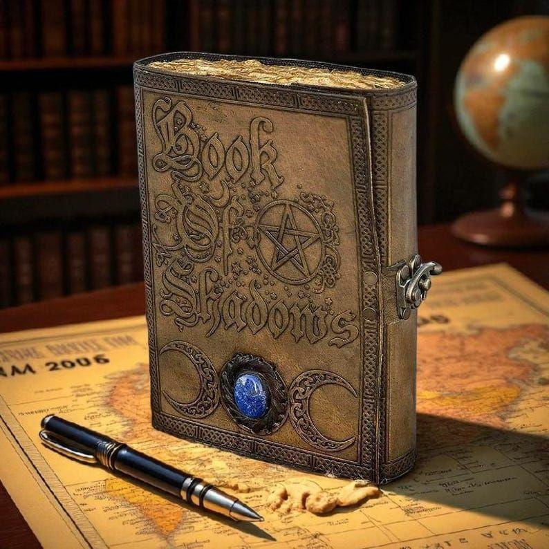 Book Of Shadows, Leather Grimoire, Leather Journal, Magic Book, Celtic Journal The Morrigan, Leather Book Travel Notebook, Christmas Gift