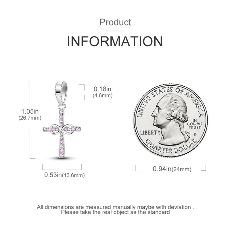 Charms Plata Pink Heart-Shaped Infinite Crucifix Pendants Fit Original Bracelets Charms For Women Jewelry Making Gifts