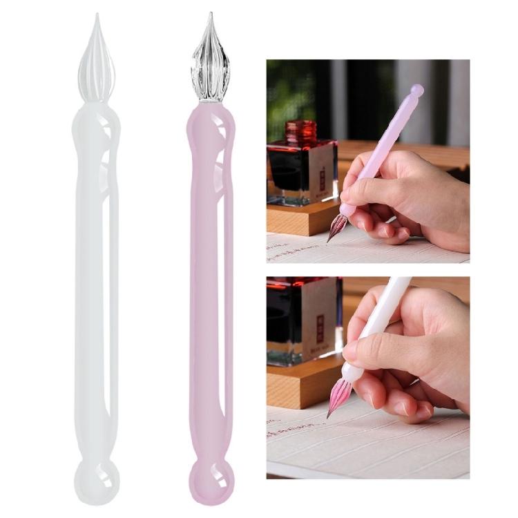 Pluma de Cristal Corta Portátil para Escribir, Bocetar, Diario, Pluma de Caligrafía Portátil para Artista Principiante