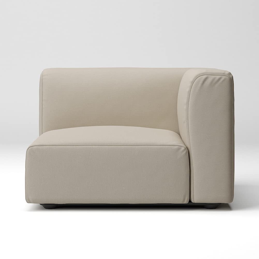 MUJI Beige Large Washed Cotton Canvas Cover for Unit Sofas with Armrests, 98cm Wide, Product Number: 82583816