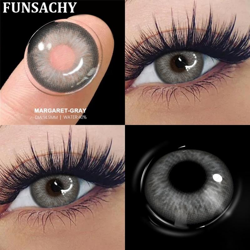 FUNSACHY 1pair Colored Pupils for Eyes Natural Brown Big Eyes Contacts Cosmetic Gray Eye Color Lens Blue Lenses for Woman Yearly