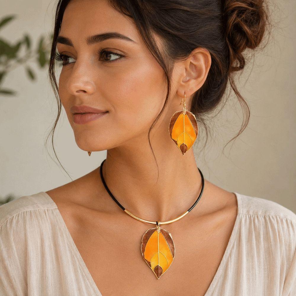 Elegant Necklace Earrings Set Vintage Choker Creative Leaf Jewelry Set Jewelry Gifts
