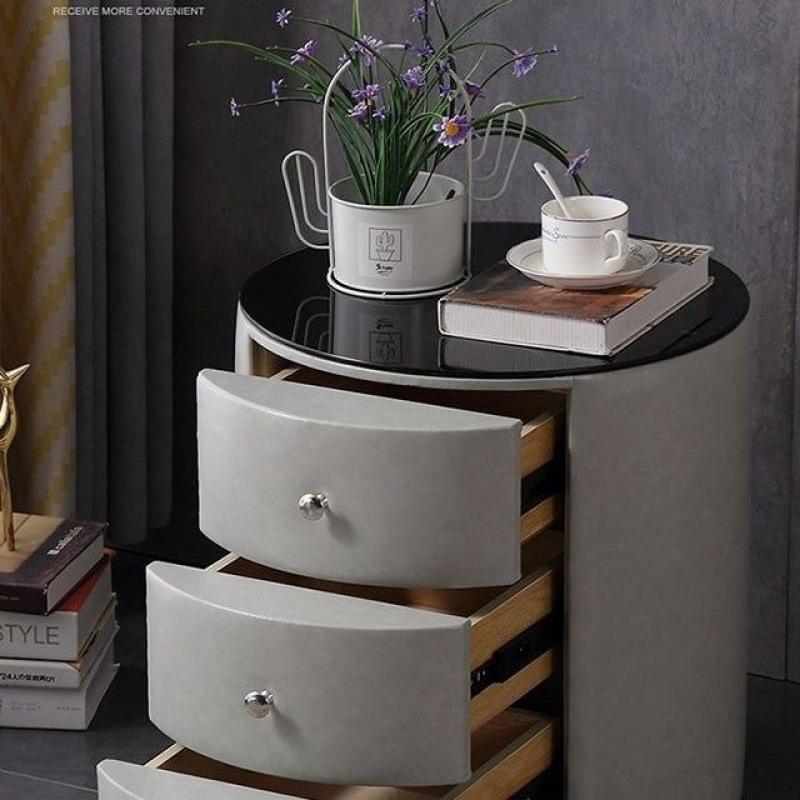 Modern bedroom bedside table simple light luxury floor-to-ceiling cabinet bedside cabinet storage locker round cabinet