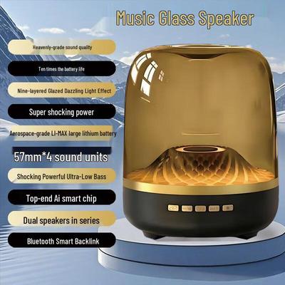 F8 5th Gen Transparent Bluetooth Speaker with Subwoofer & Ambient Light