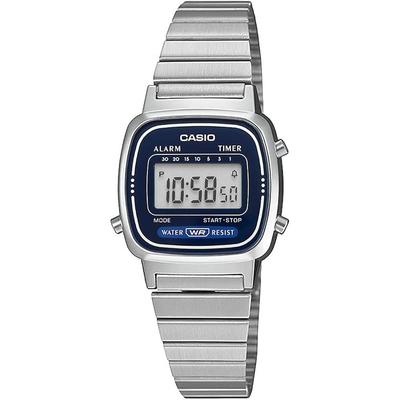 Casio LA670WA-2 Women's Digital Watch Silver Navy Design Overseas Model