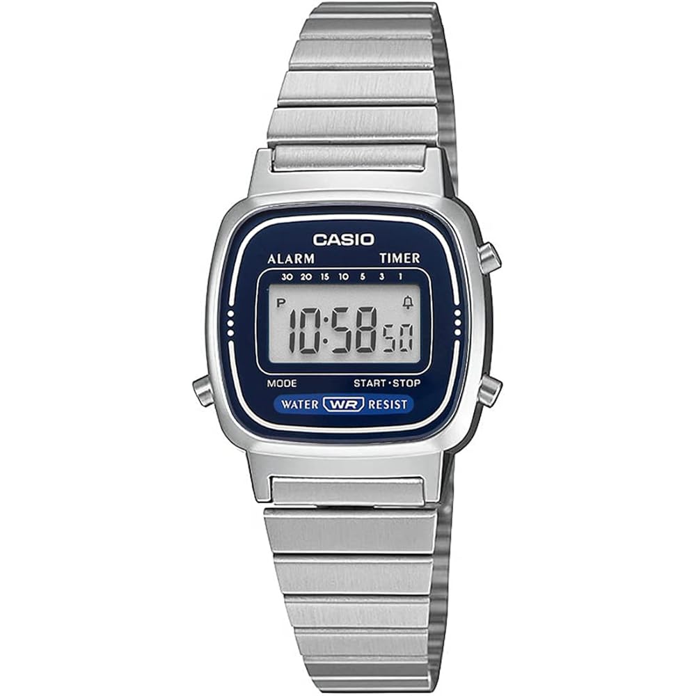 Casio LA670WA-2 Women s Digital Watch Silver Navy Design Overseas Model