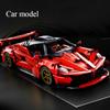 1:14 Rotes Baustein-Sportwagen RC-Spielzeug, Auto-Baustein-Spielzeug, Geburtstagsgeschenk, Sportwagenmodell DIY, Geschenk für Kinder