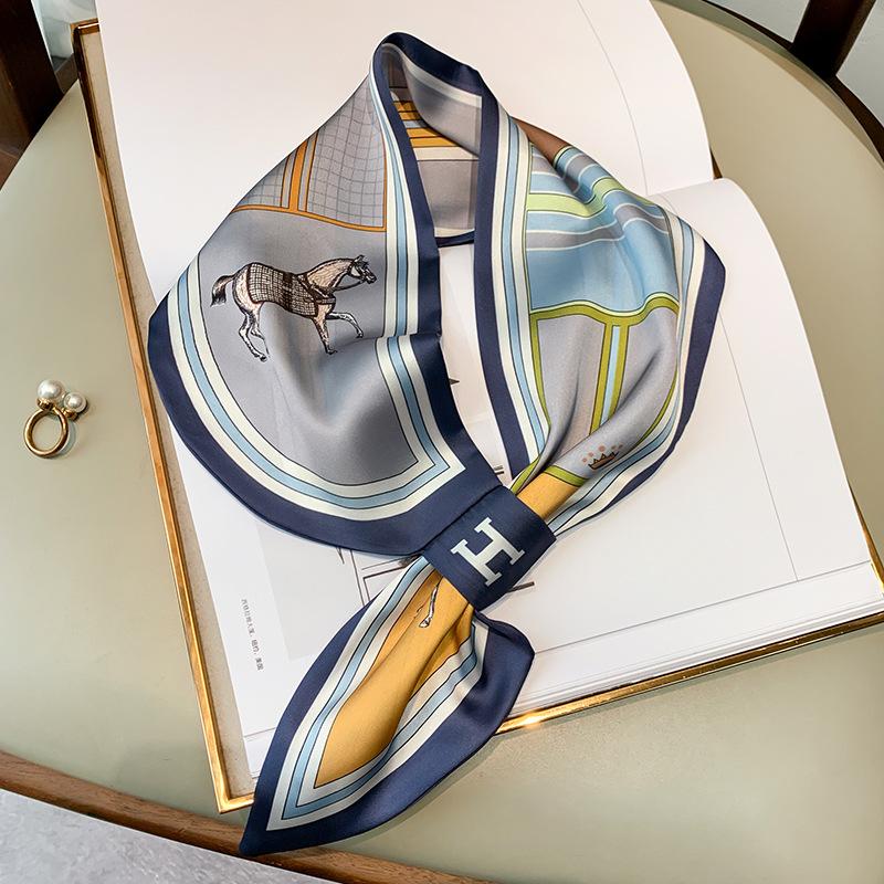 Fashion new cross small silk scarf women's headband Korean version spring, autumn and summer professional scarf small scarf square scarf headband