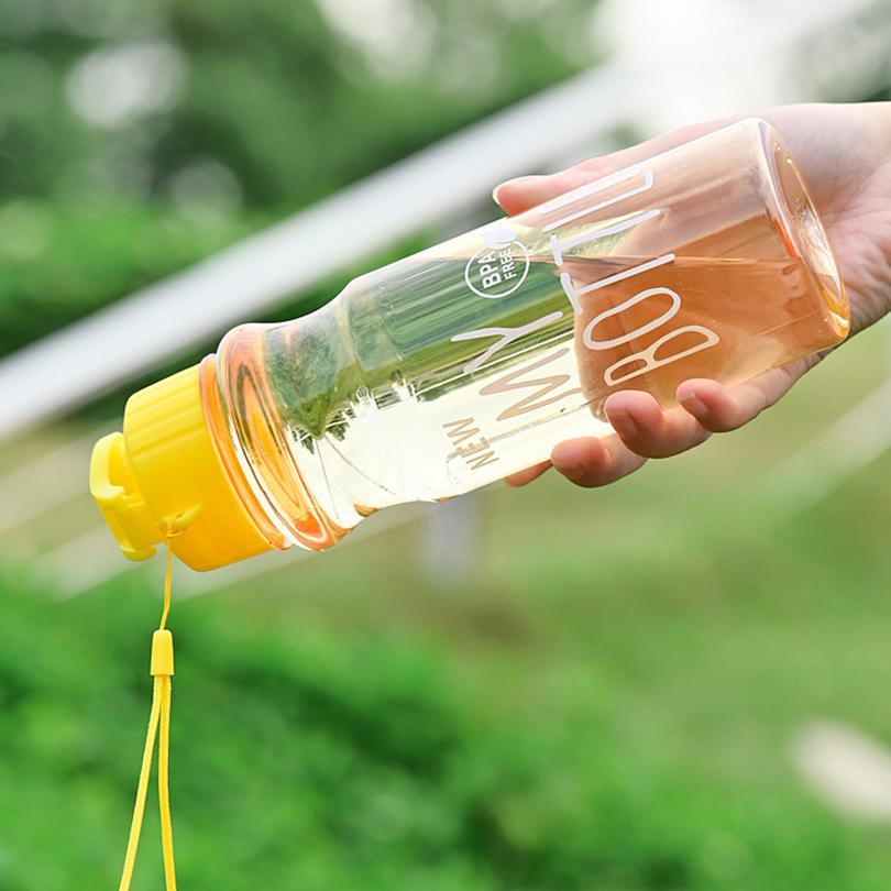 1pc 550ml Plastic Water Bottle Food Grade Large Capacity Portable Fitness Sports  Outdoor Supply Transparent Pet Flip Cover