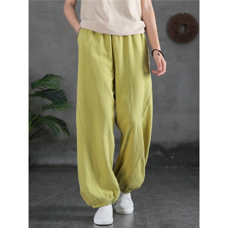 Baumwoll-Leinen-Hose Damen Retro Damen Lockerer Bloomers-Hose