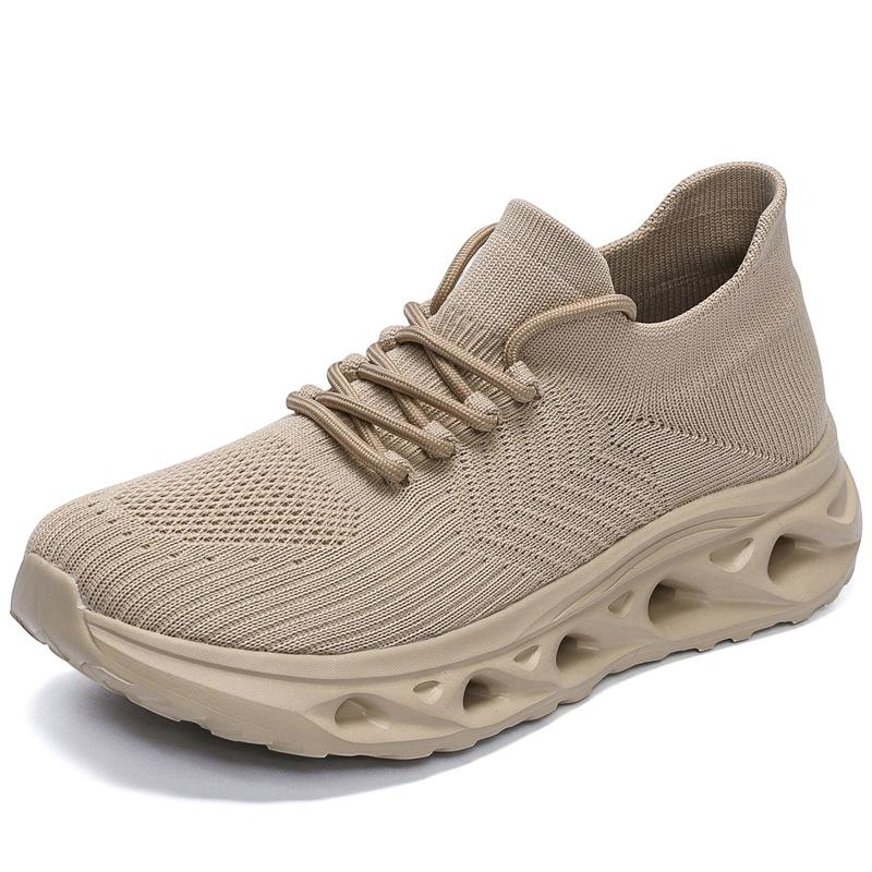 

2025 large size men s shoes new mesh breathable walking shoes light height thick sole shock absorption casual shoes summer 38
