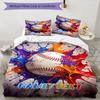 3PC Custom Name Baseball Splash Artwork Bedding Set Printed  Bedding Set Duvet Cover Closure Includes 1 Duvet Cover & 71 Pillowcases for Bedroom